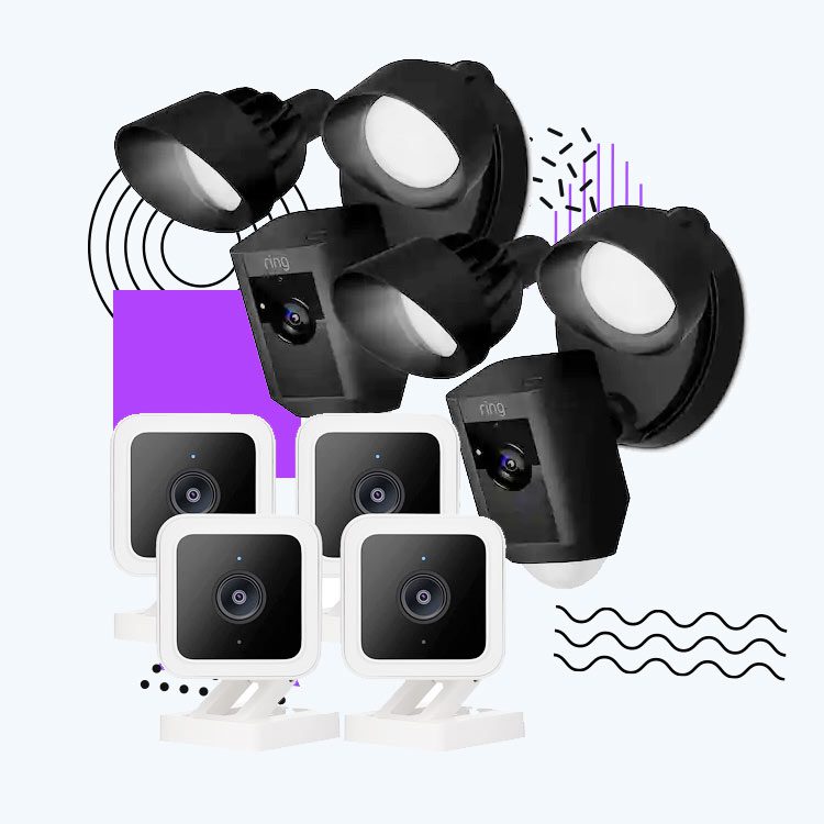 different security cameras in abstract clipart style