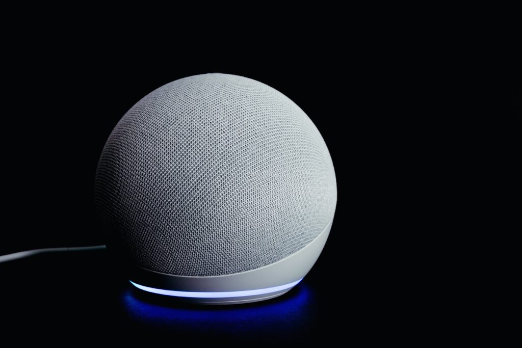 Closeup of Amazon Alexa Echo Dot