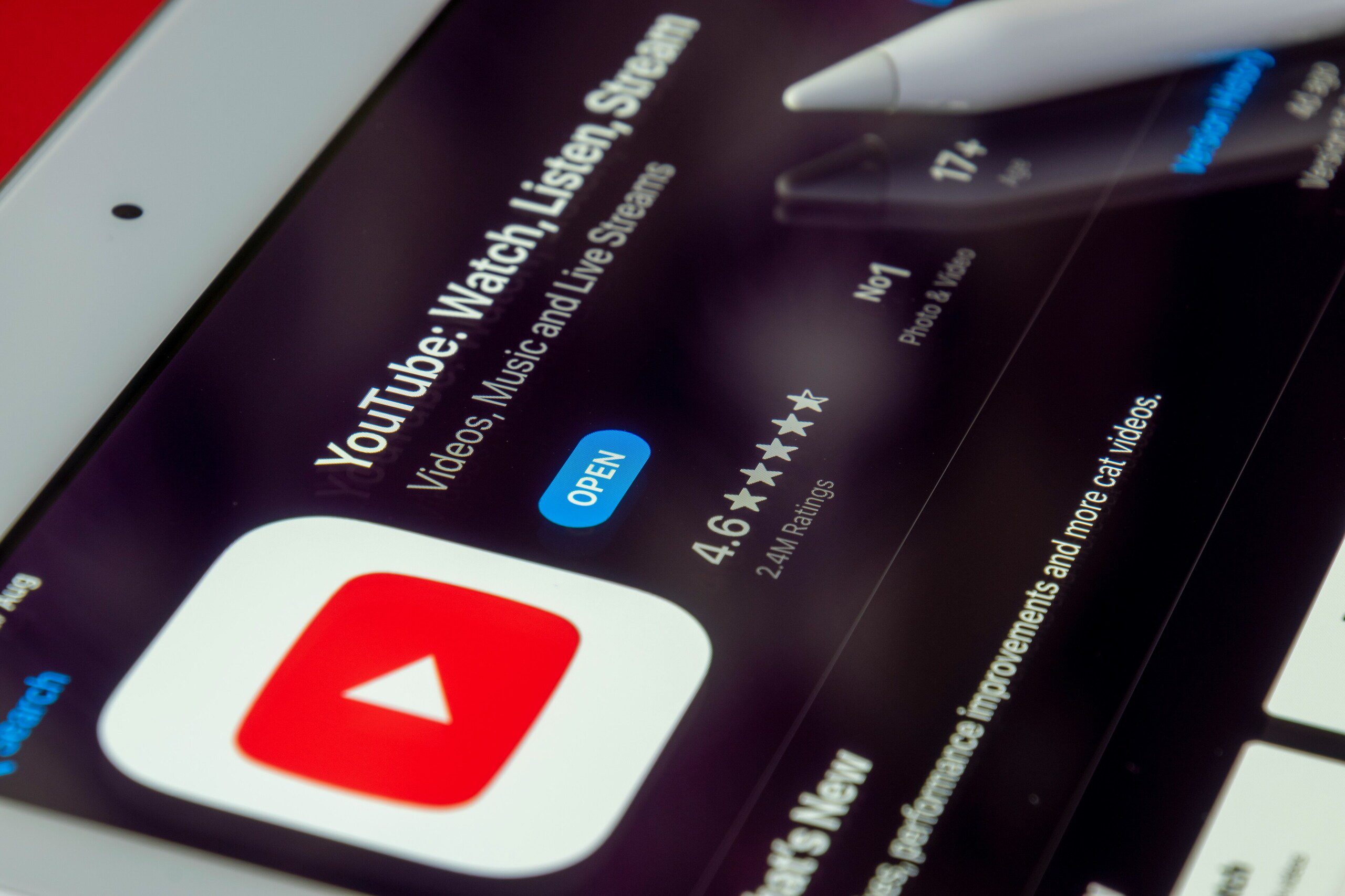 a screen showing the YouTube application in the Apple App Store.