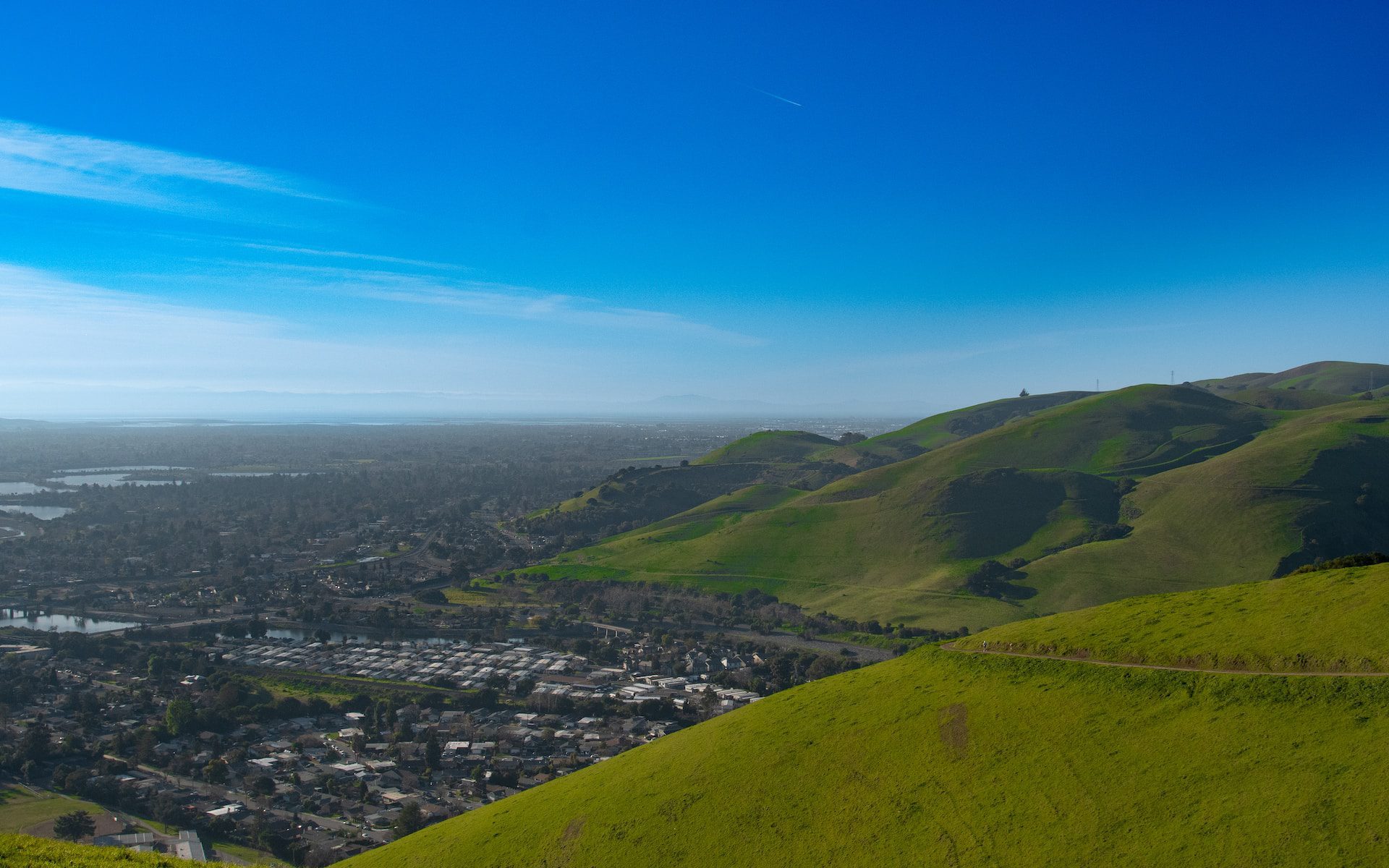 City view from hilltop in Fremont, California.
