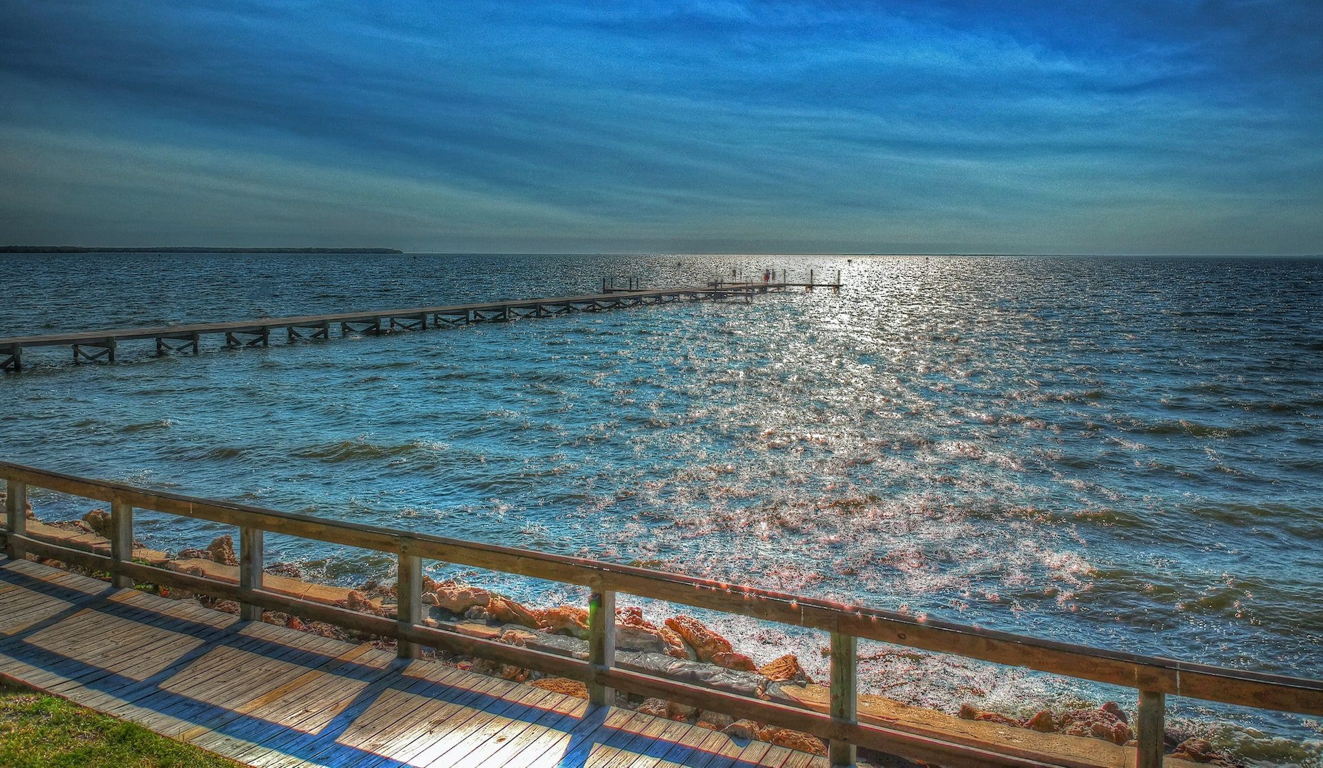 Blue sea under a blue sky in Ruskin, Florida.