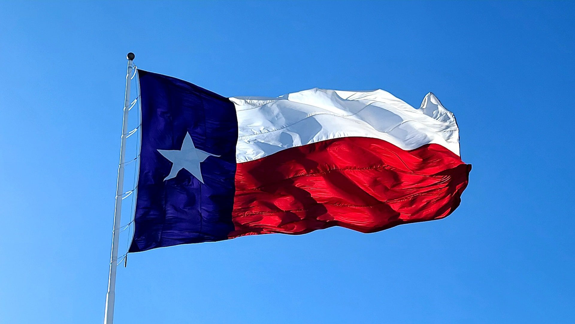 Texas flag flying over Waco, Texas.