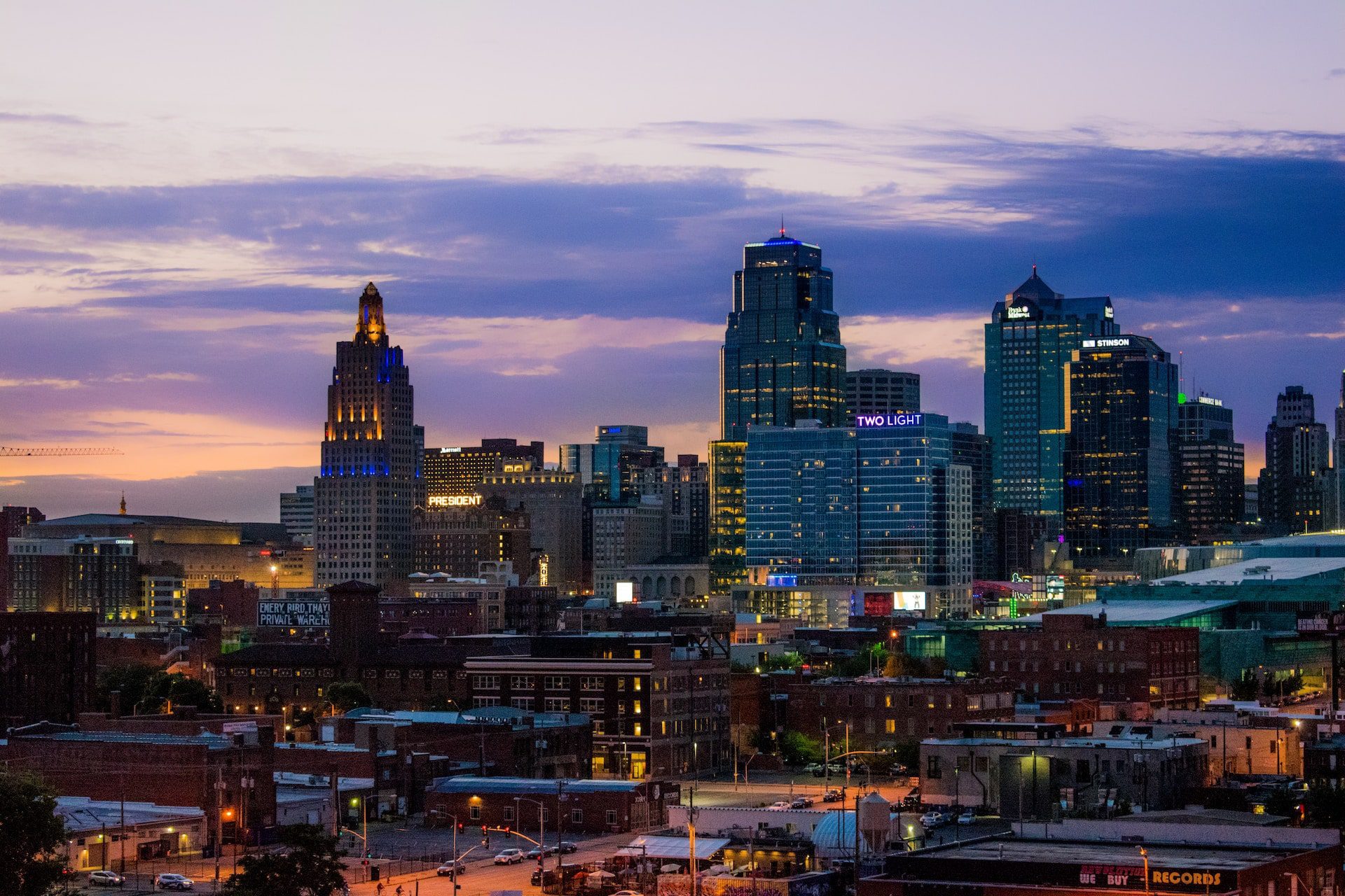 Urban view of Kansas City, Kansas skyline.