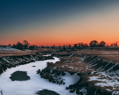 Frozen creek bed near Davenport-Moline, Iowa.