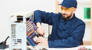 Technician repairing a computer