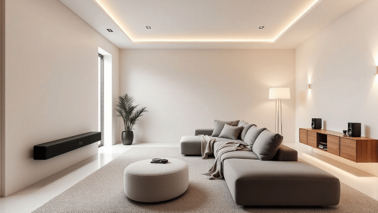 modern living room with space for a TV