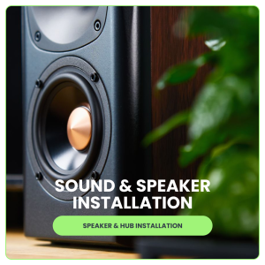Surround sound speakers installation service provided by Geeks on Site for quality audio and complementary services.