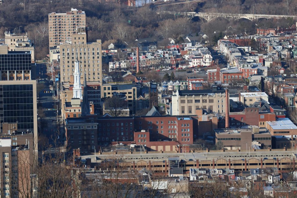aerial view of Reading, PA