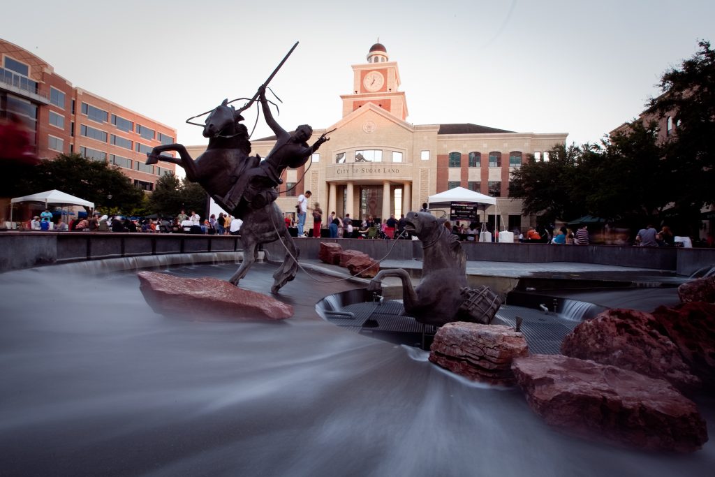 main town square in Sugar Land, TX
