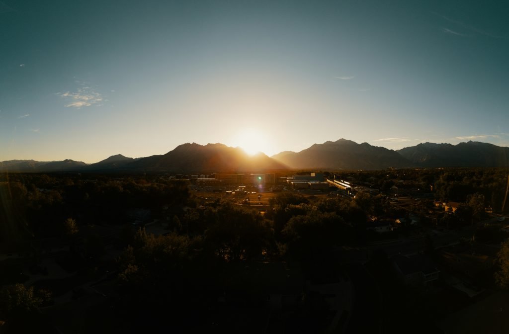 landscape view of Sandy, UT at sunset