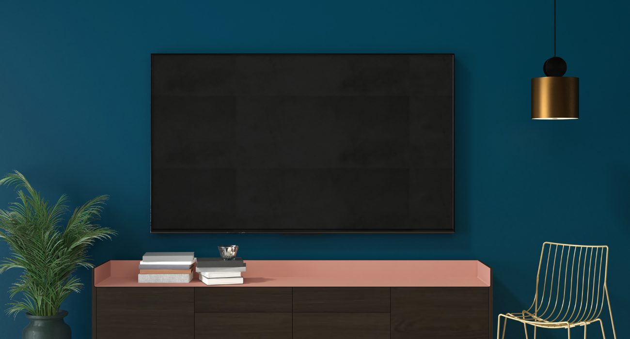 85 TV height from floor with a wall-mounted television positioned at the recommended viewing height