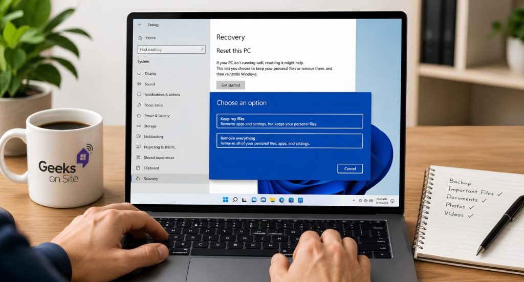 How to Factory Reset Windows 11 Without Losing Files | Geeks on Site