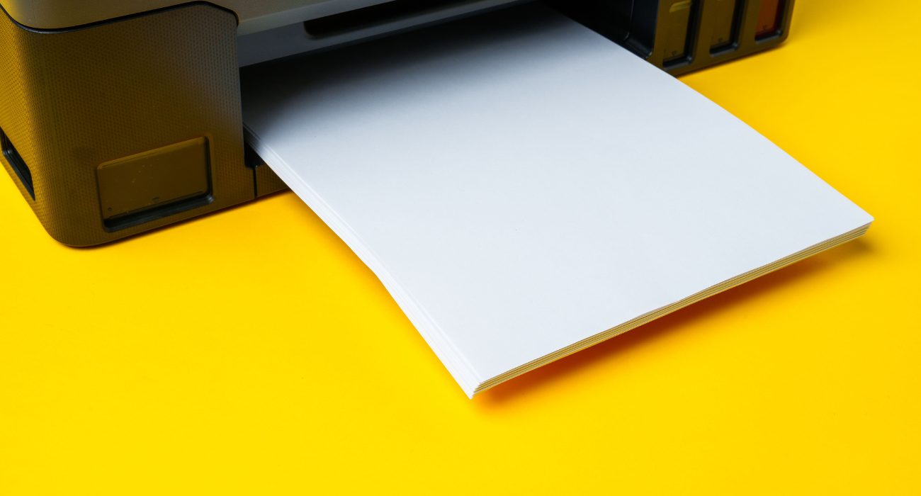 HP printer printing a network configuration page to find the MAC address