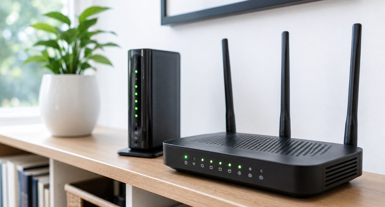 Wi-Fi router and modem used to troubleshoot Clean Streams TV buffering on Firestick