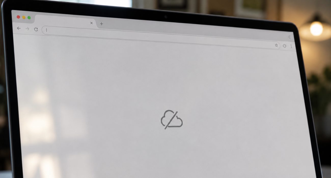 Laptop browser showing a website connection error when a page won’t load