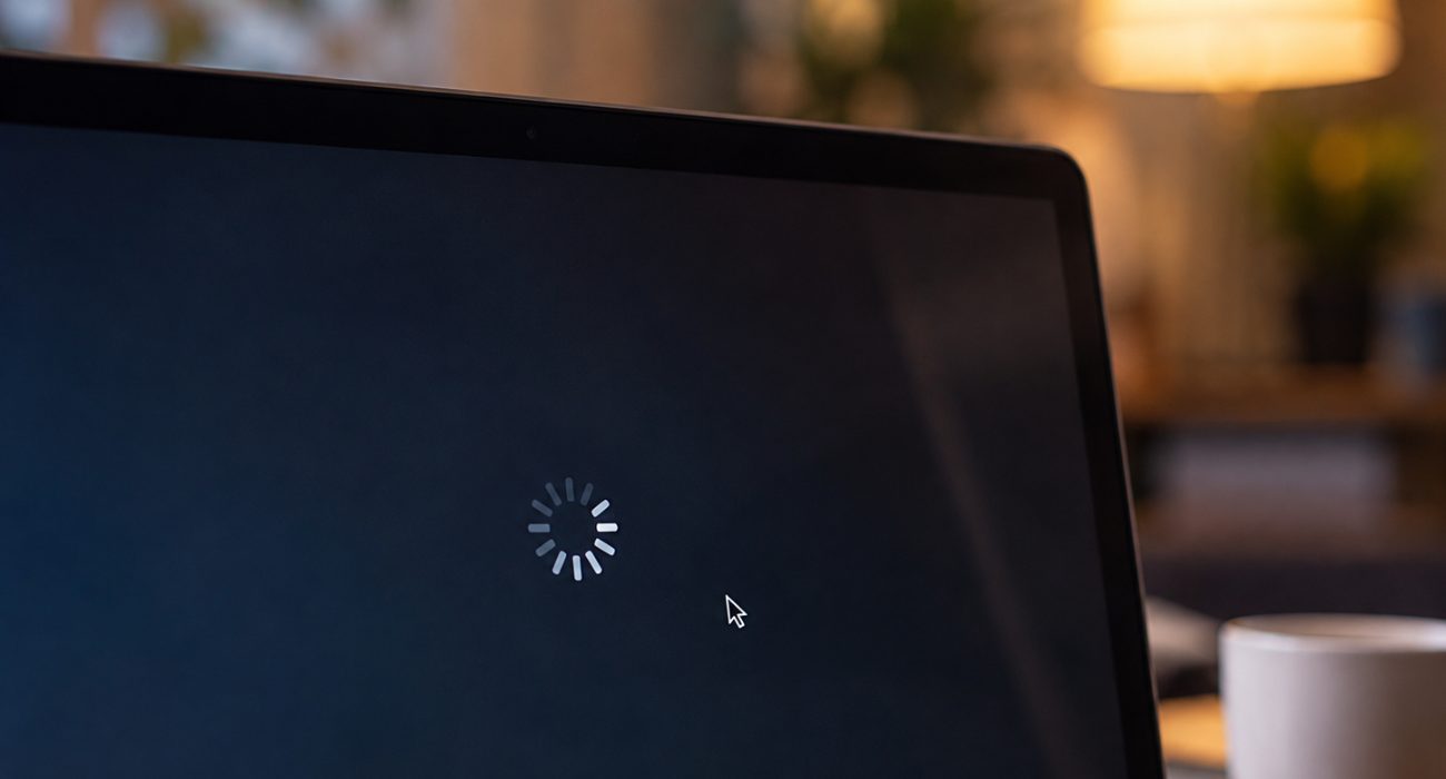 Laptop showing a loading screen during a computer slowdown