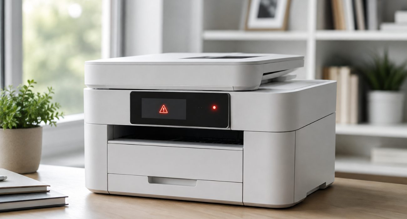 Printer illustrating a “printer is in use” error