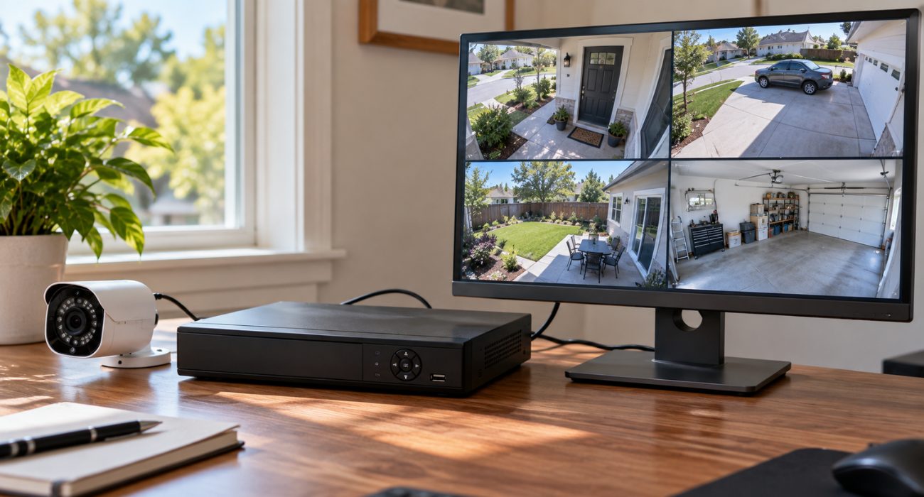 DVR system displaying locally recorded security camera footage without internet access